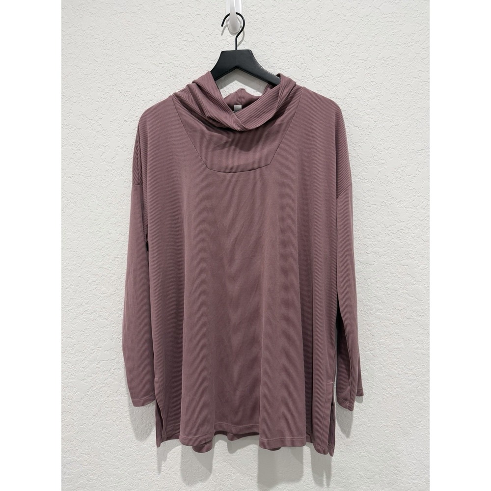 J. Jill Purejill Ribbed Mock Cowl Neck Dusty Mauve Longsleeve Top Woman's Xl